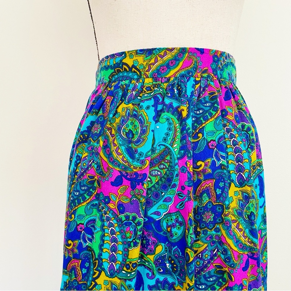 SOLD :: Vintage 70s Handmade Multicolored Paisley Maxi Skirt - Picture 3 of 5
